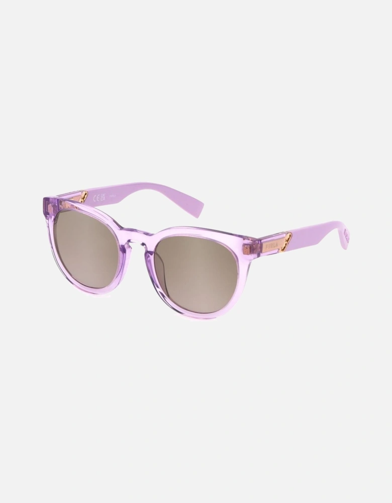 Plastic Sunglasses with Golden Mirror Lens Women - Purple