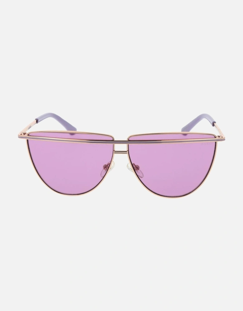 Full-Rim Metal Aviator Sunglasses with Purple Lenses Women - Rose Gold