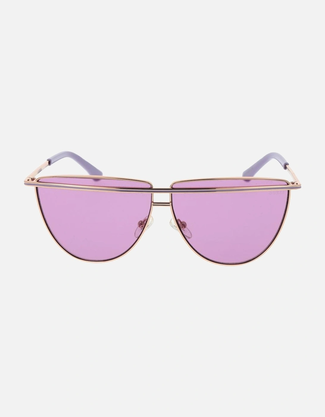 Full-Rim Metal Aviator Sunglasses with Purple Lenses Women - Rose Gold