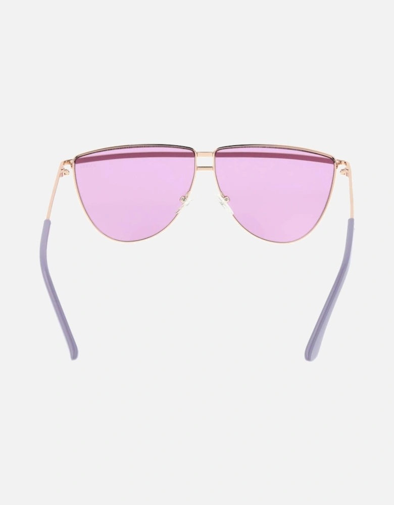 Full-Rim Metal Aviator Sunglasses with Purple Lenses Women - Rose Gold