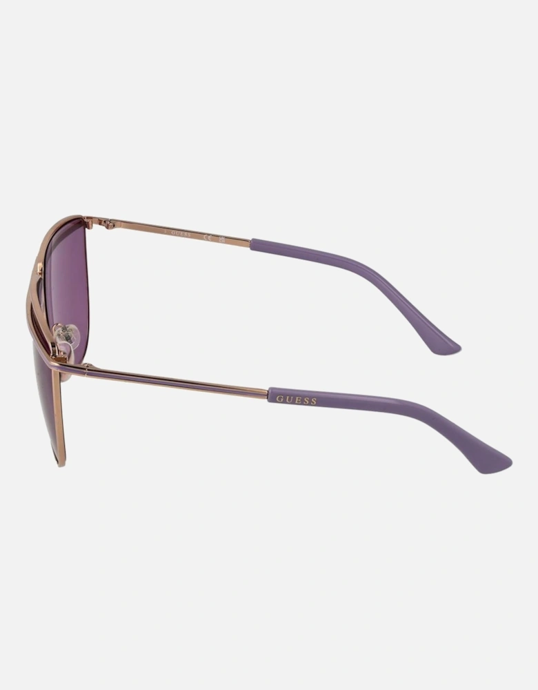 Full-Rim Metal Aviator Sunglasses with Purple Lenses Women - Rose Gold