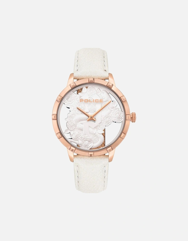 Quartz Analog Stainless Steel Case Leather Bracelet Watch Women -
