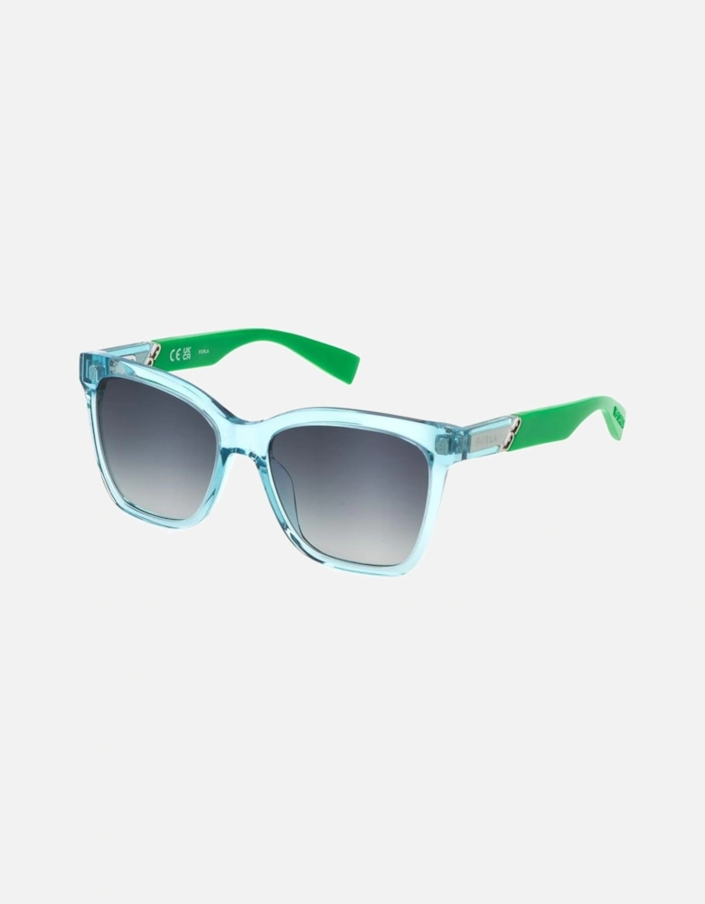 Plastic Sunglasses with Grey Degraded Lenses Women - Blue