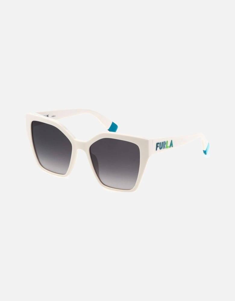 Plastic Frame Sunglasses with Grey Degraded Lens Women - Beige