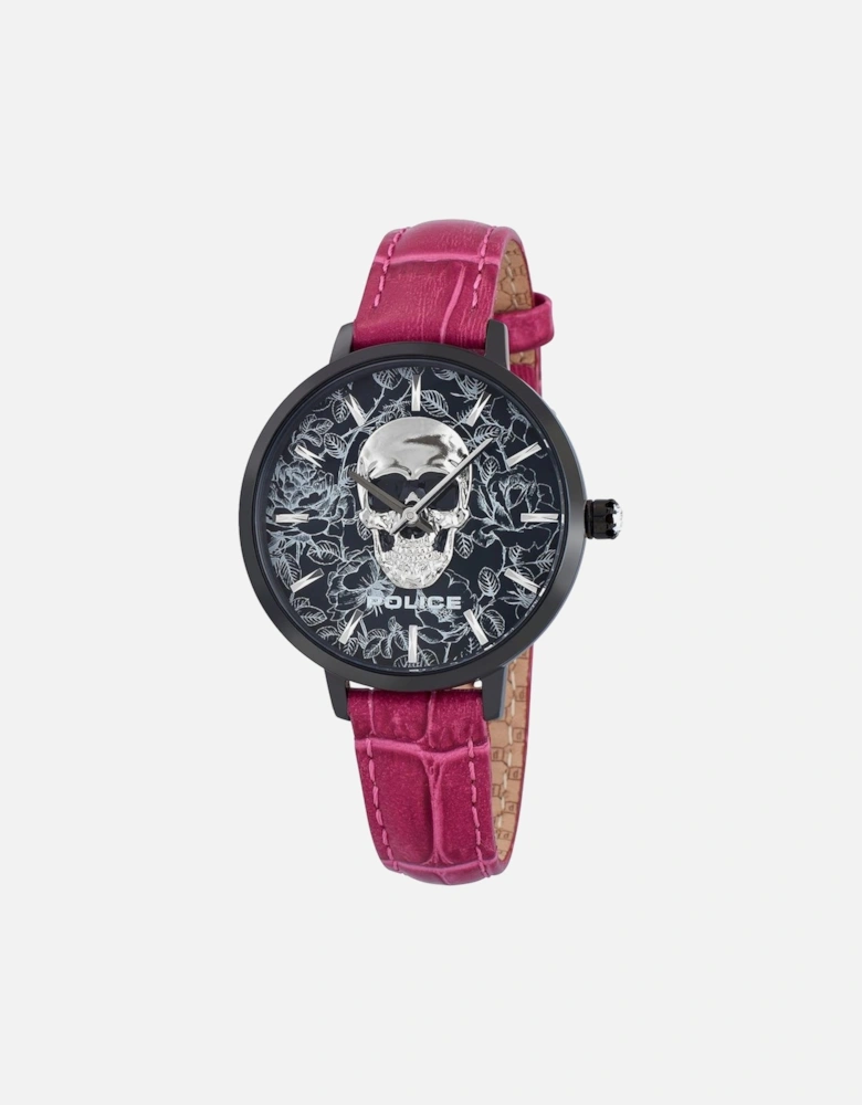 Quartz Stainless Steel Analog Watch with Leather Bracelet Women -