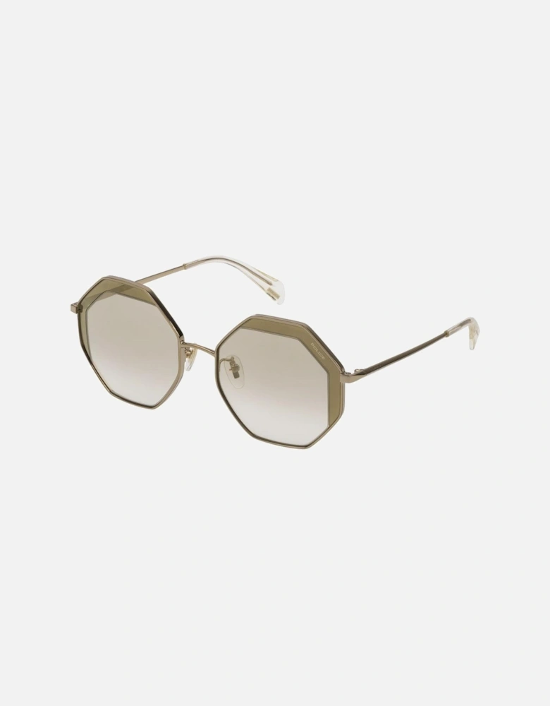 Metal Bracelet Watch with Golden Dial Women Sunglasses