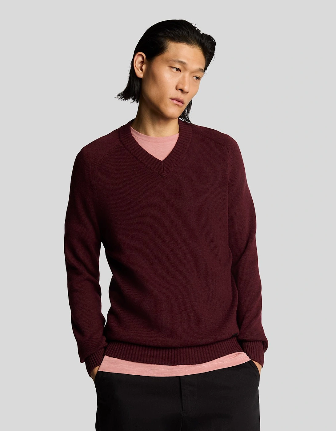 Lyle And Scott Men's V Neck Knit Jumper - Red - Size: 40
