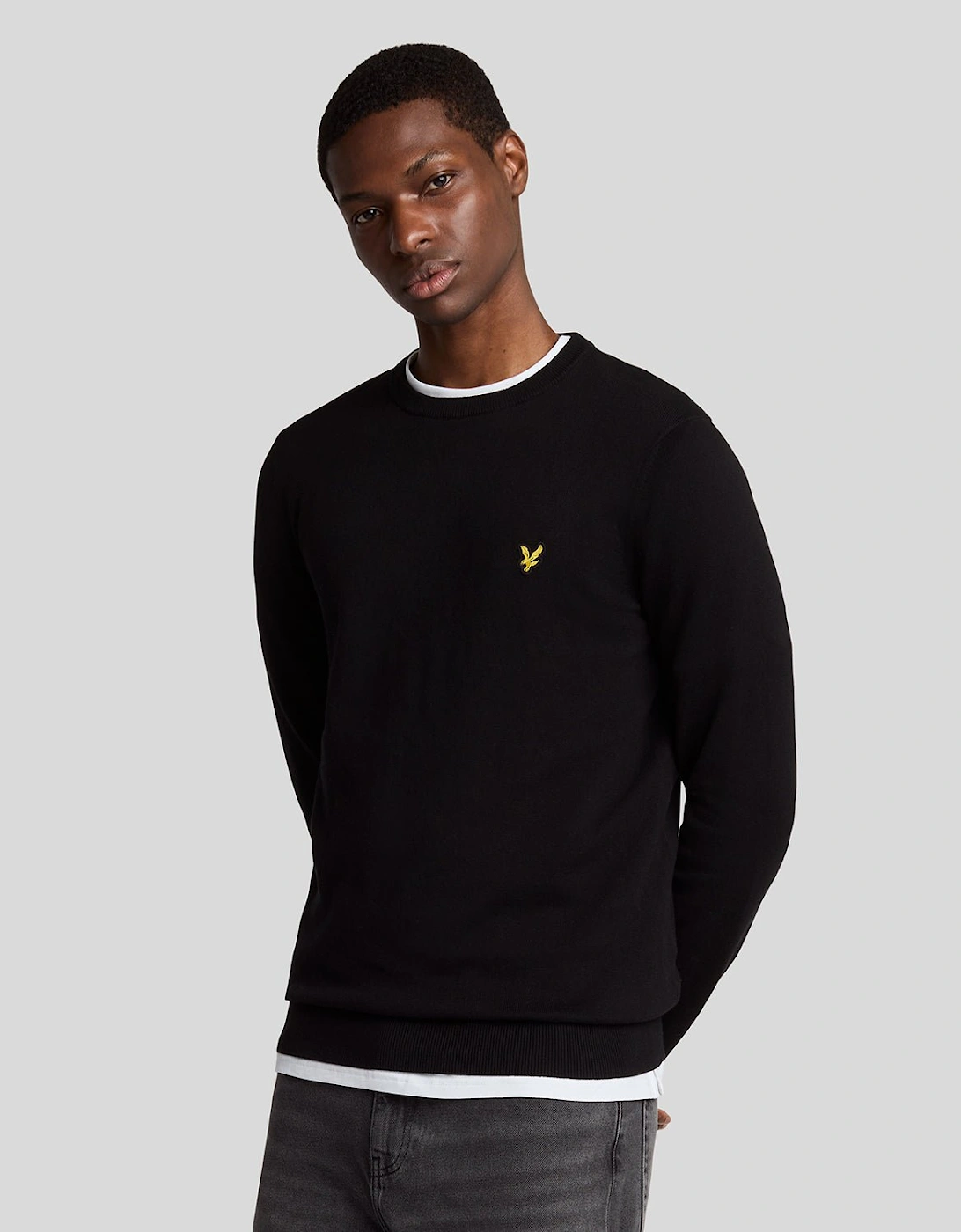 Lyle And Scott Men's Black Cotton Crew Neck Jumper  34 Xs
