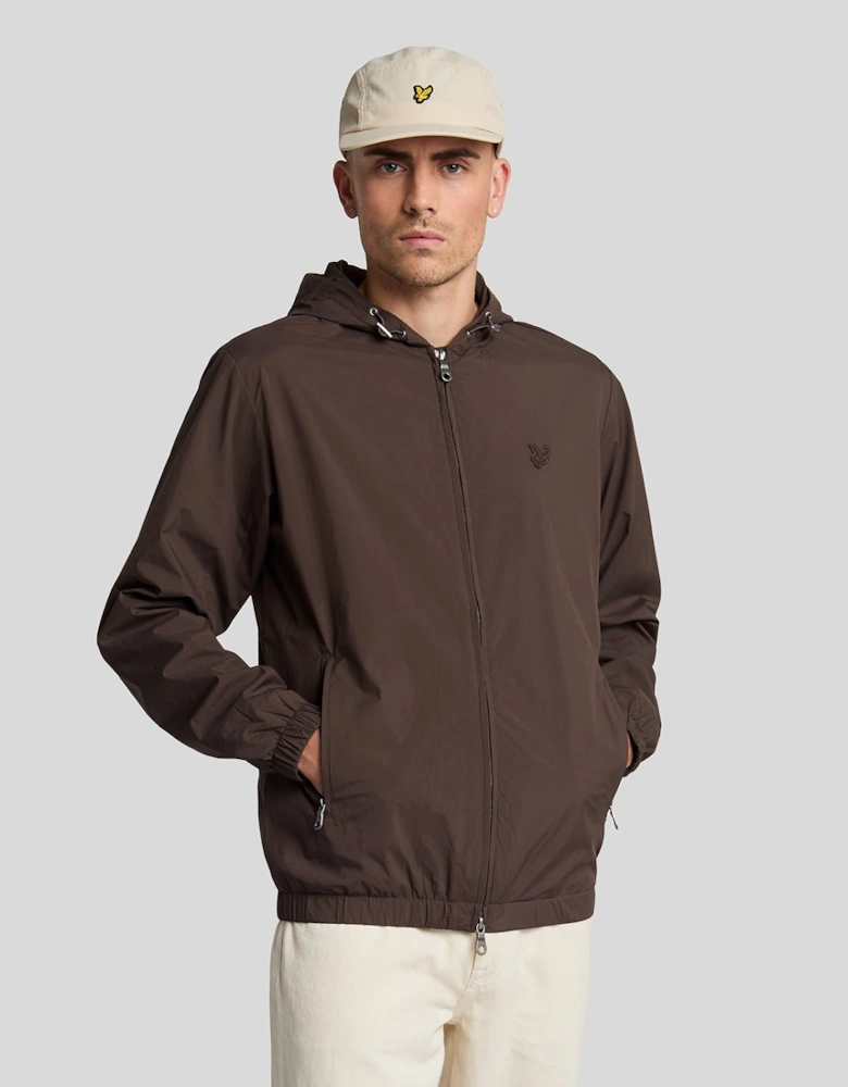 Tonal Eagle Hooded Bomber Jacket