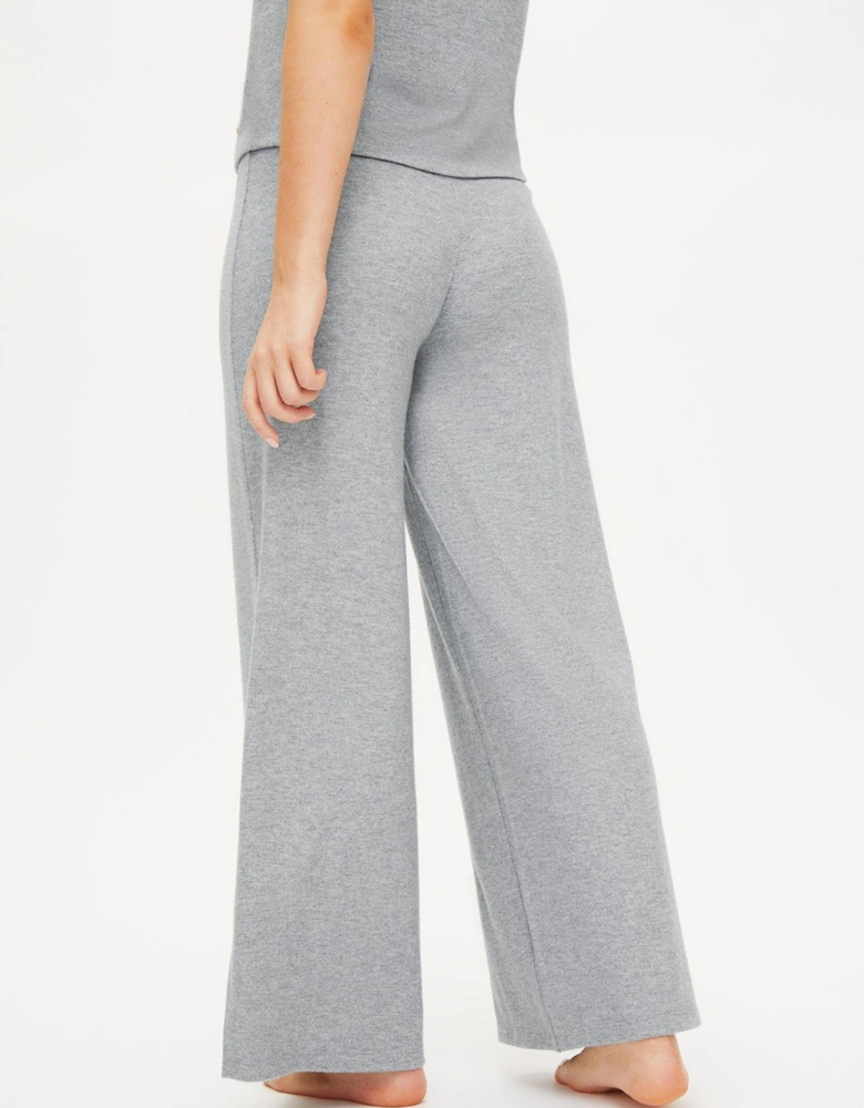 Marie Brushed Wide Leg Trouser - Grey