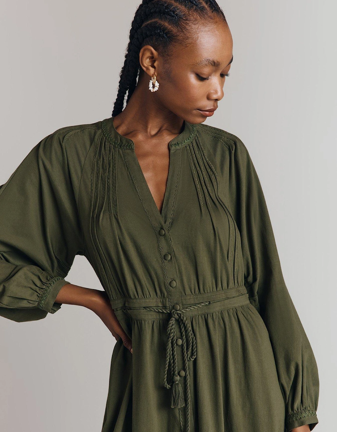 Santori Dress - Khaki - Dark Green