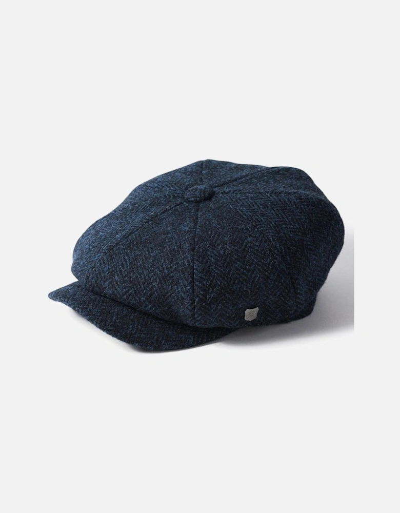 Hats Harris Tweed Herringbone Carloway Newsboy Cap Navy