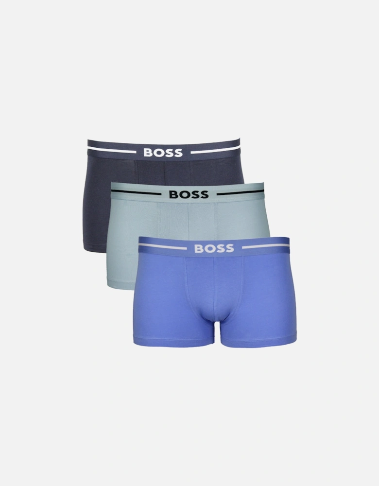 3-Pack Bold Boxer Trunks, Blue