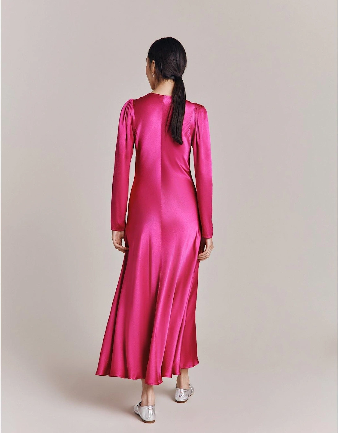 Etta Satin Midi Dress - Pink