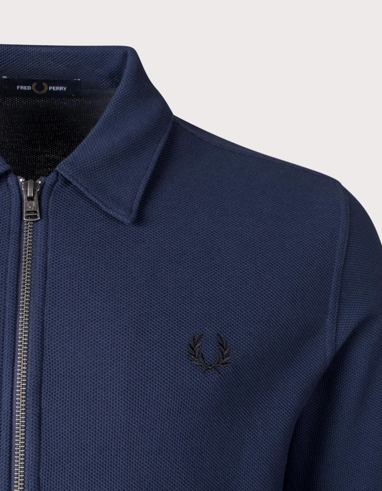 Honeycomb Taped Quarter Zip Polo Shirt