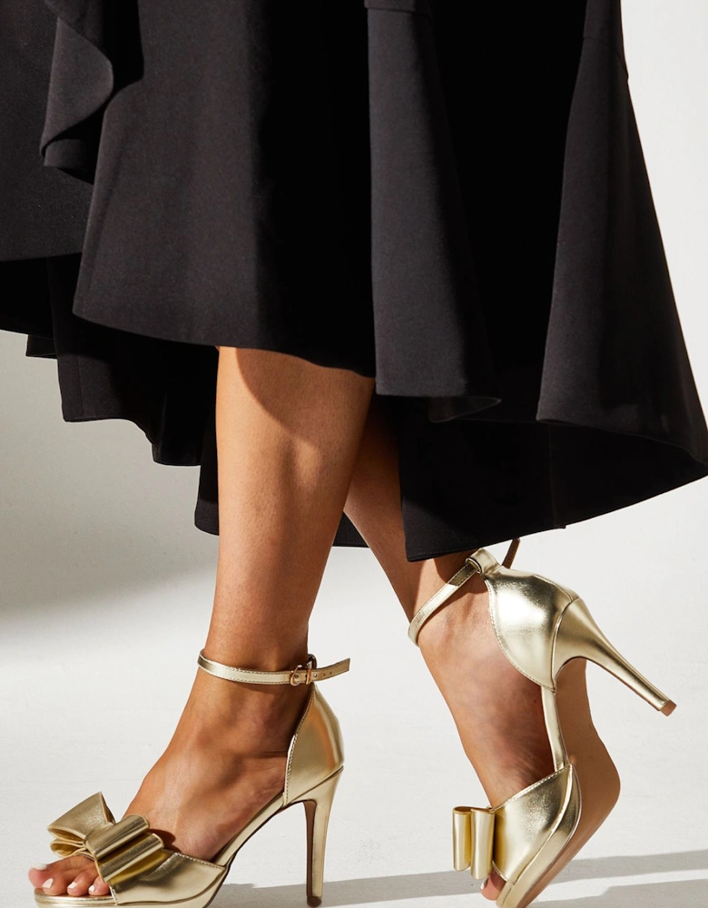 Tala Satin Structured Bow High Heel Platform Sandals