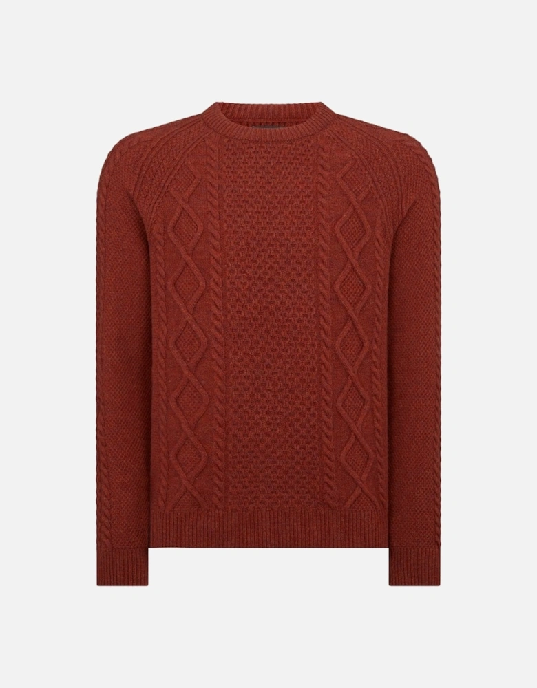 Crew Neck Chunky Sweater Rust