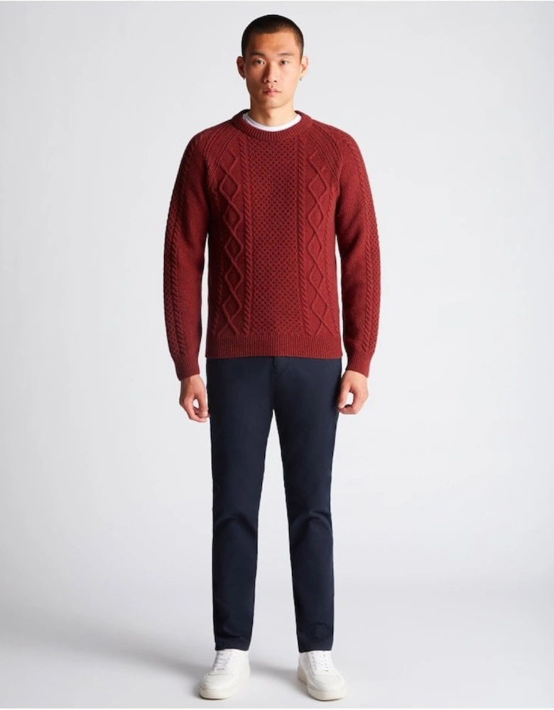 Crew Neck Chunky Sweater Rust