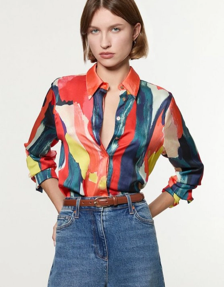 Tall Satin Printed Woven Shirt