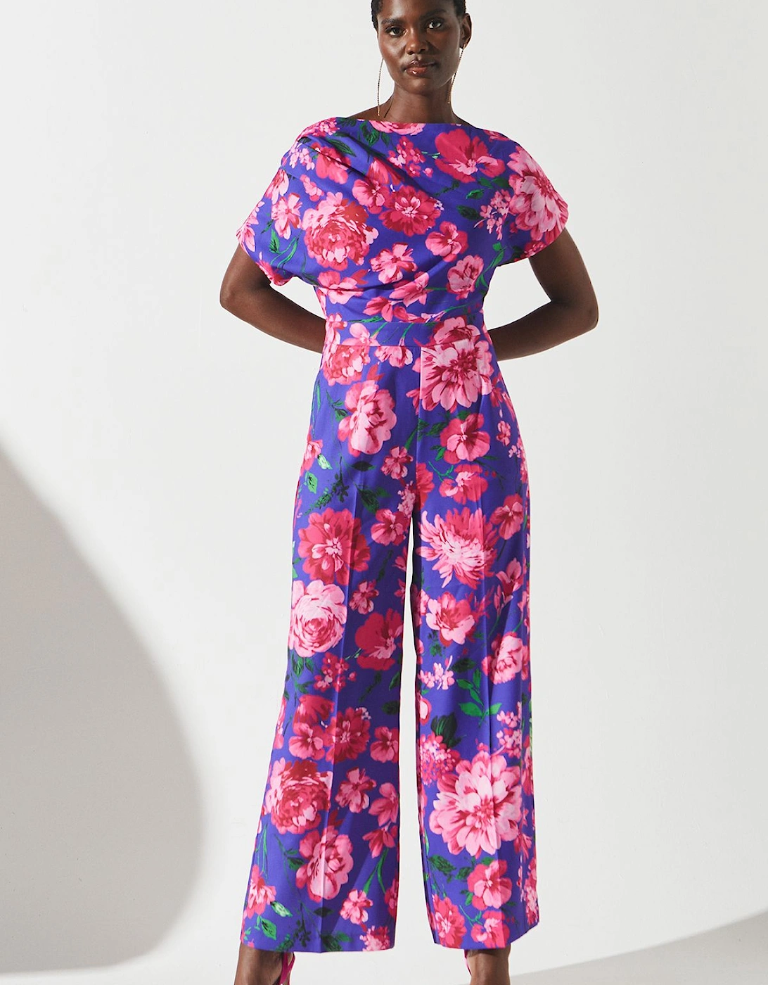 Printed Pleat Off The Shoulder Jumpsuit, 6 of 5