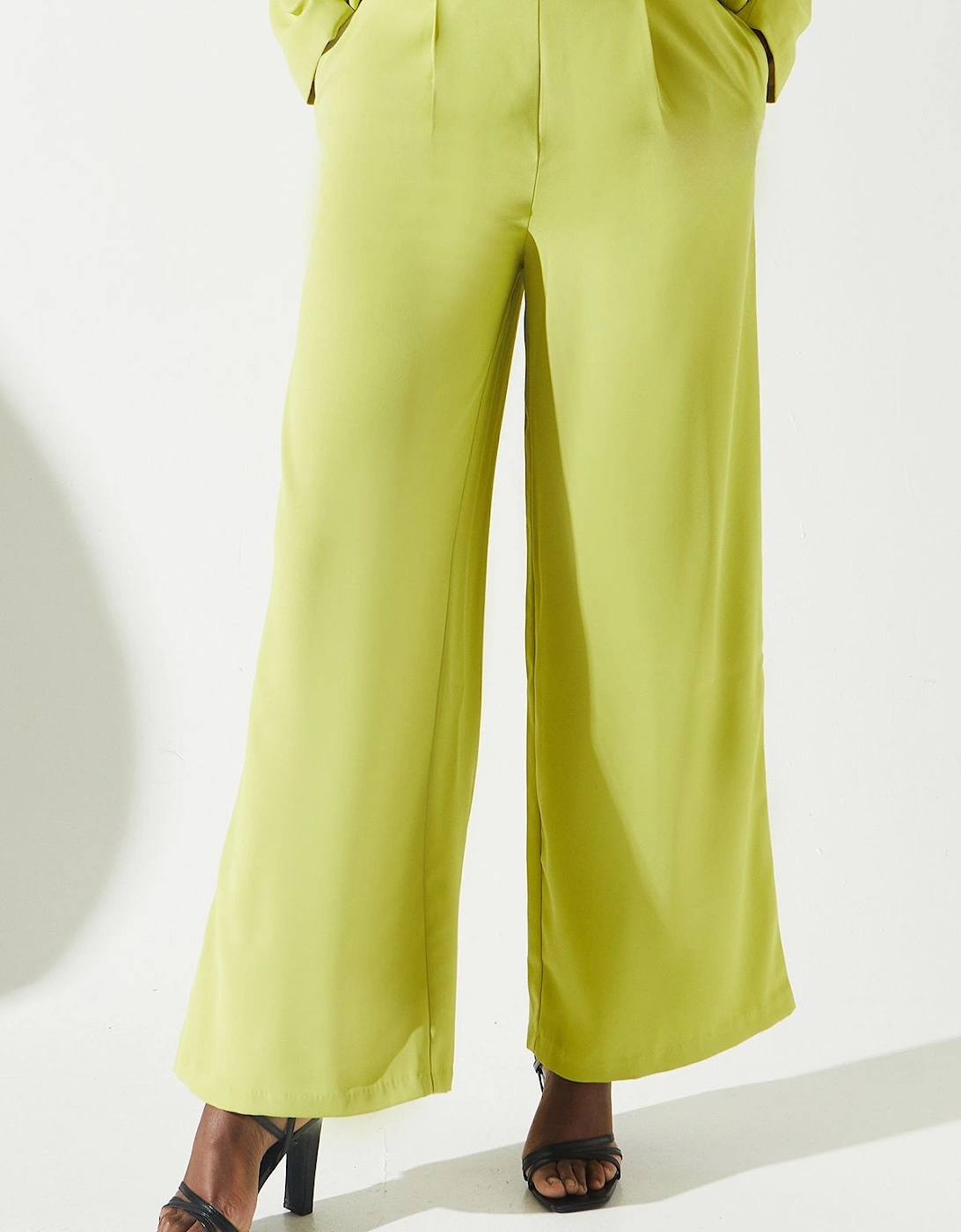 Wide Leg Trouser With satin Pleated Waistband, 5 of 4