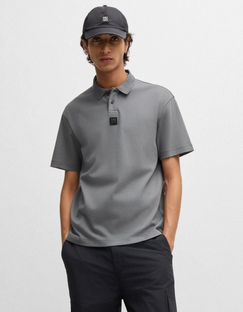 HUGO Deabono Mens Interlock Cotton Polo Shirt with Stacked Logo