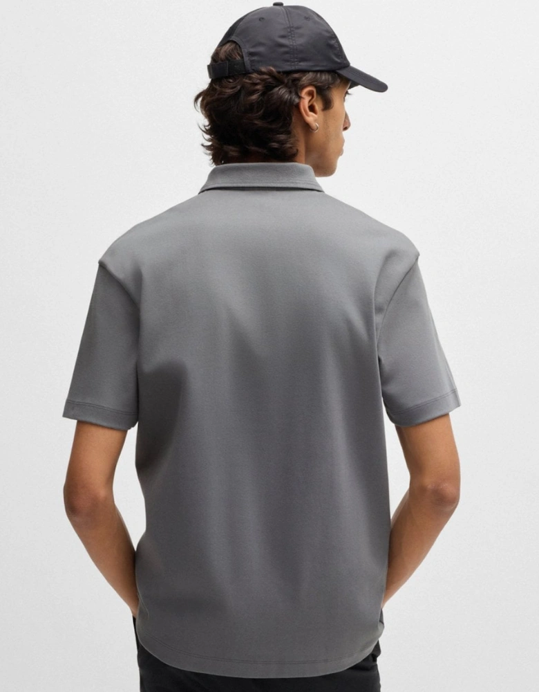 HUGO Deabono Mens Interlock Cotton Polo Shirt with Stacked Logo