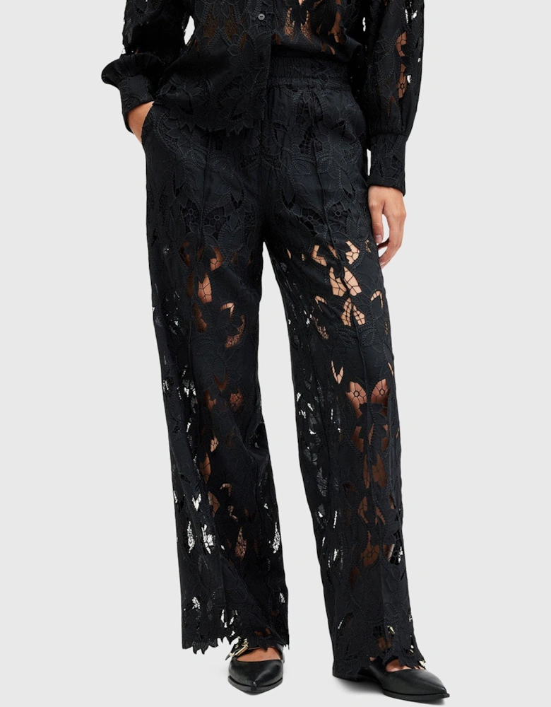 Charli Embroidered Straight Fit Trousers - Black