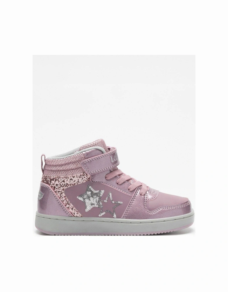 Serena Sequin Star High Top Trainer - Pink