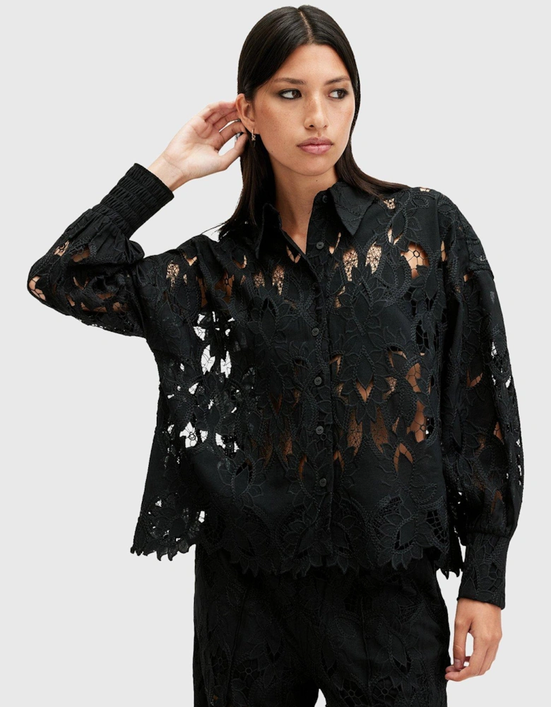 Charli Relaxed Fit Embroidered Shirt - Black