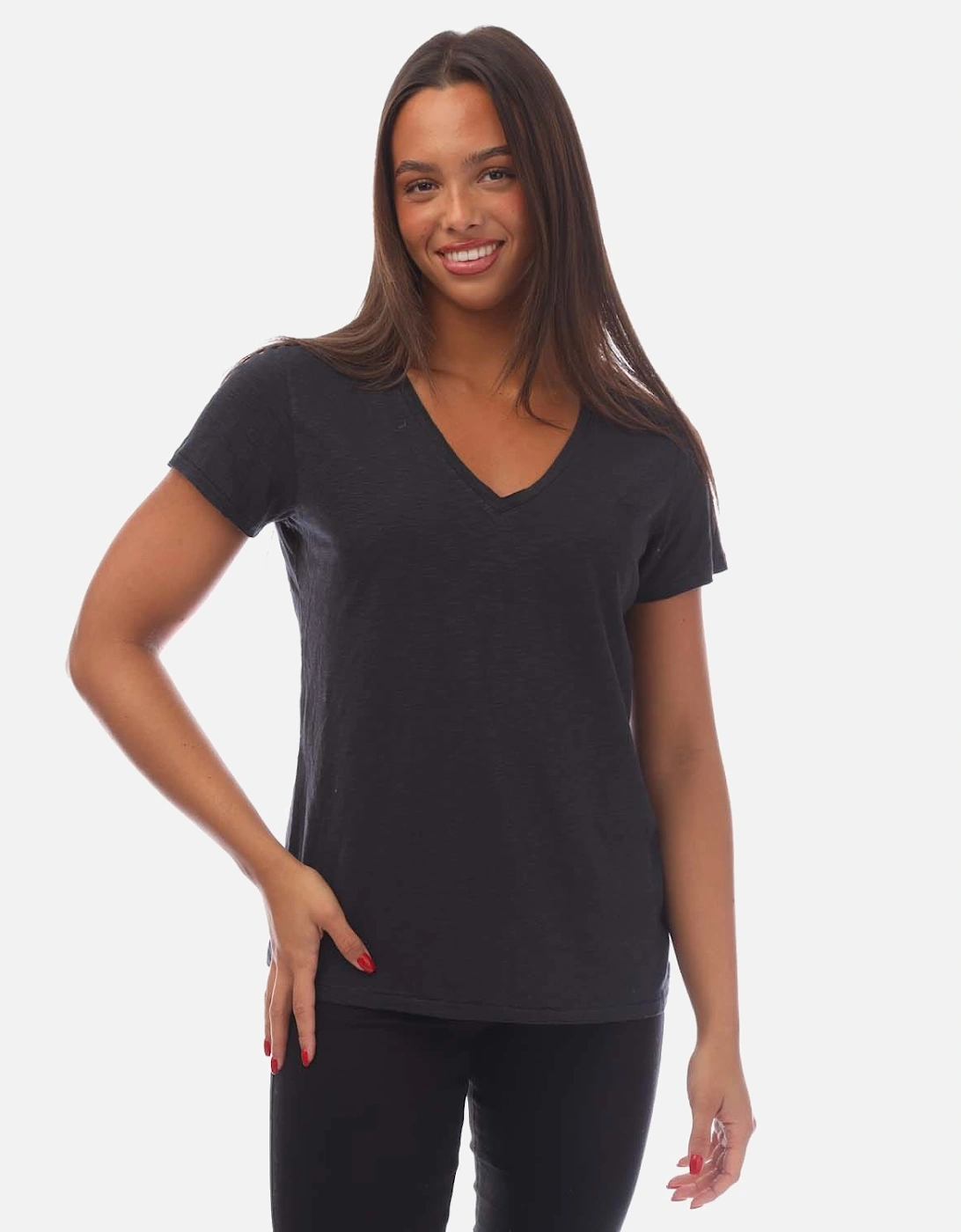 Studios Slub Embroidered V-Neck T-Shirt, 5 of 4