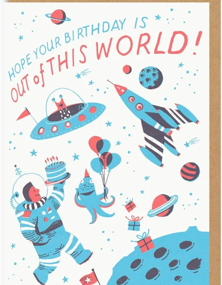 Space Birthday Greeting Card