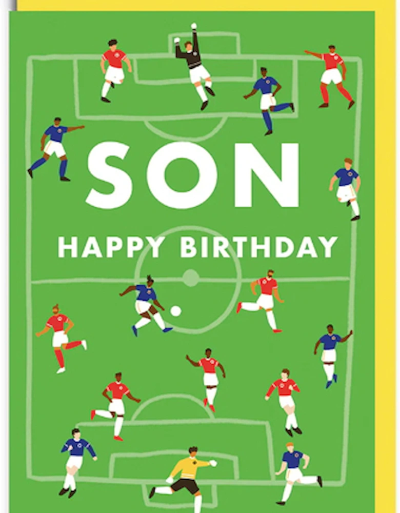 Football Pitch Happy Birthday Son Greeting Card