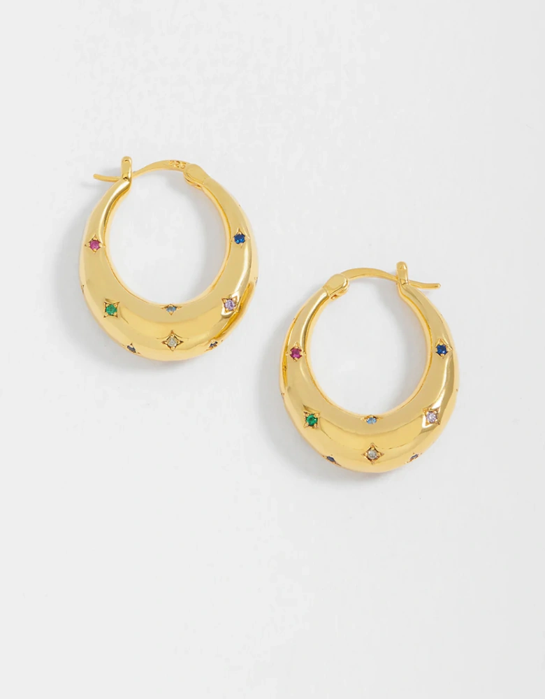 Multi Star Cz Hoop Earring Gold Plated