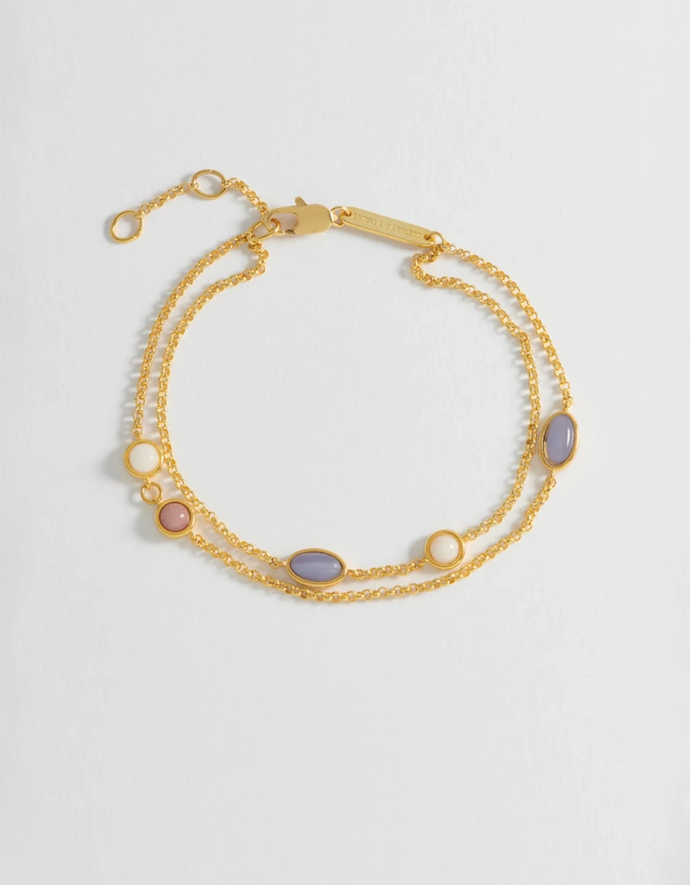 Multi Gemstone Bracelet Gold Plated