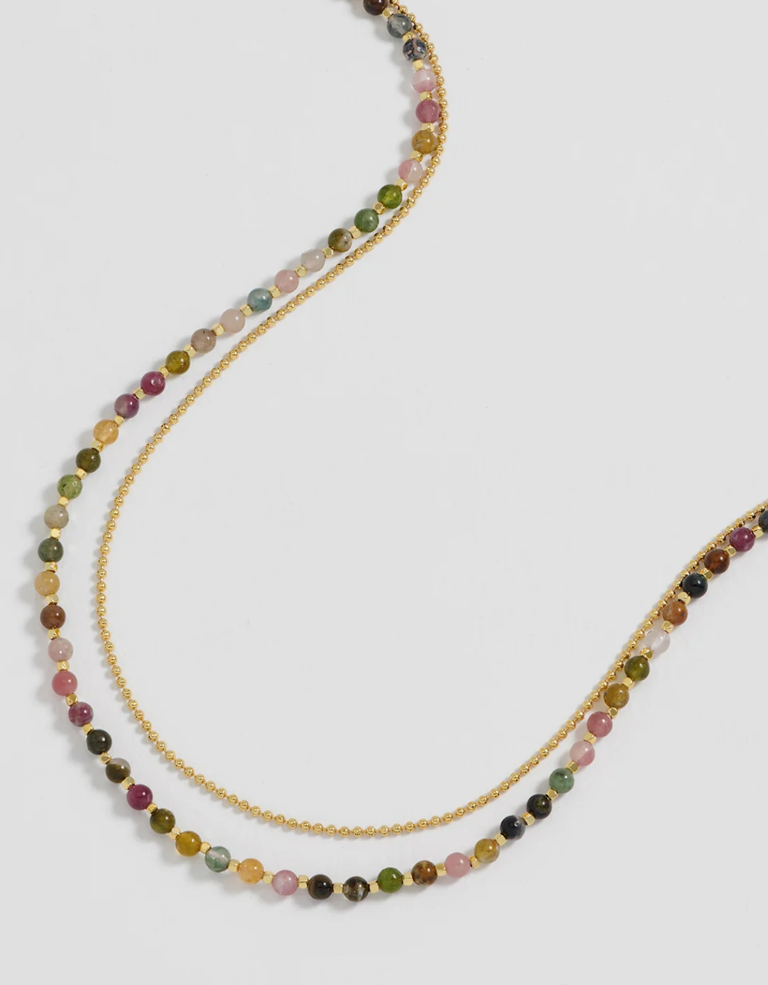 Tourmaline Double Necklace Gold Plated