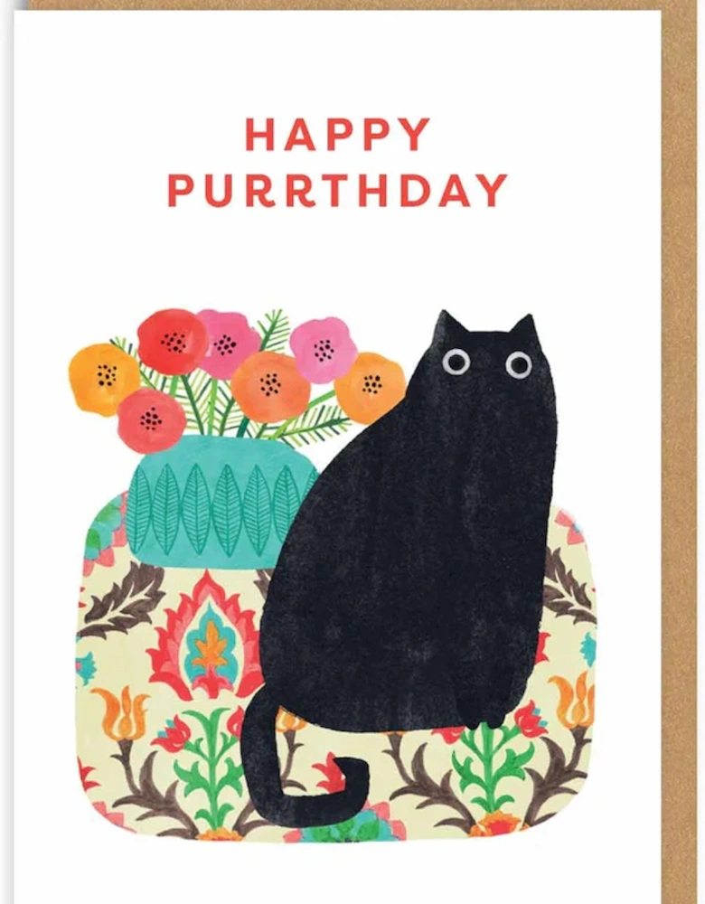 Happy Purrthday Black Cat Birthday Card