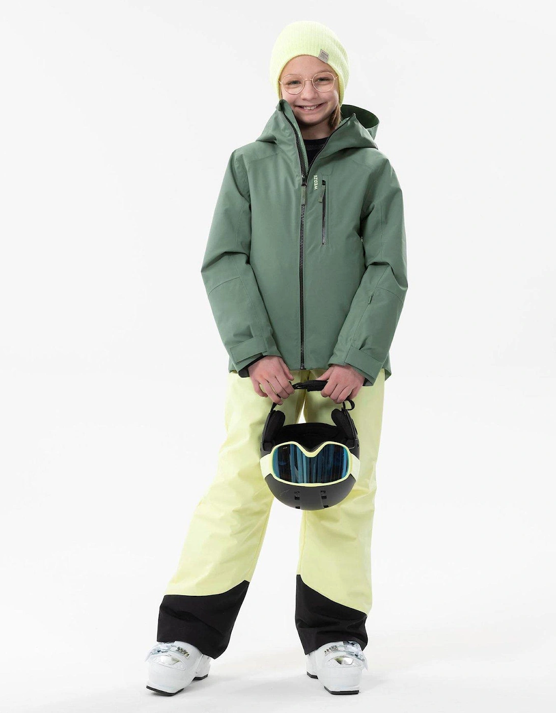 Kids' Warm And Waterproof Ski Jacket 550 - Green