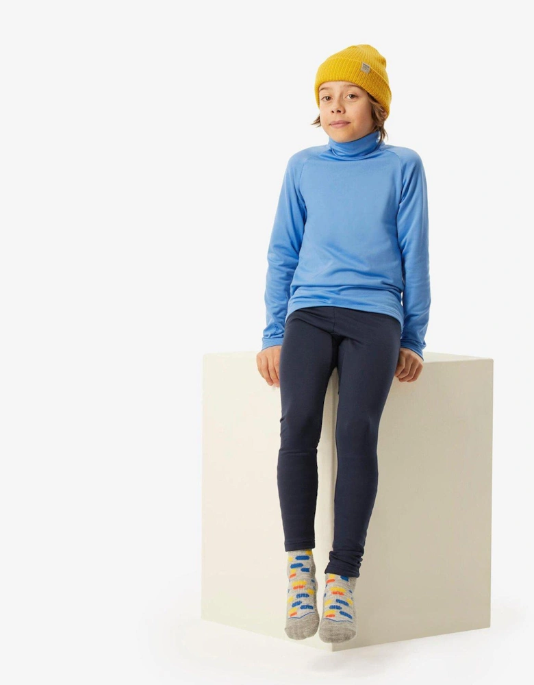 Kids' Ski 500 Neck Baselayer Top - Blue