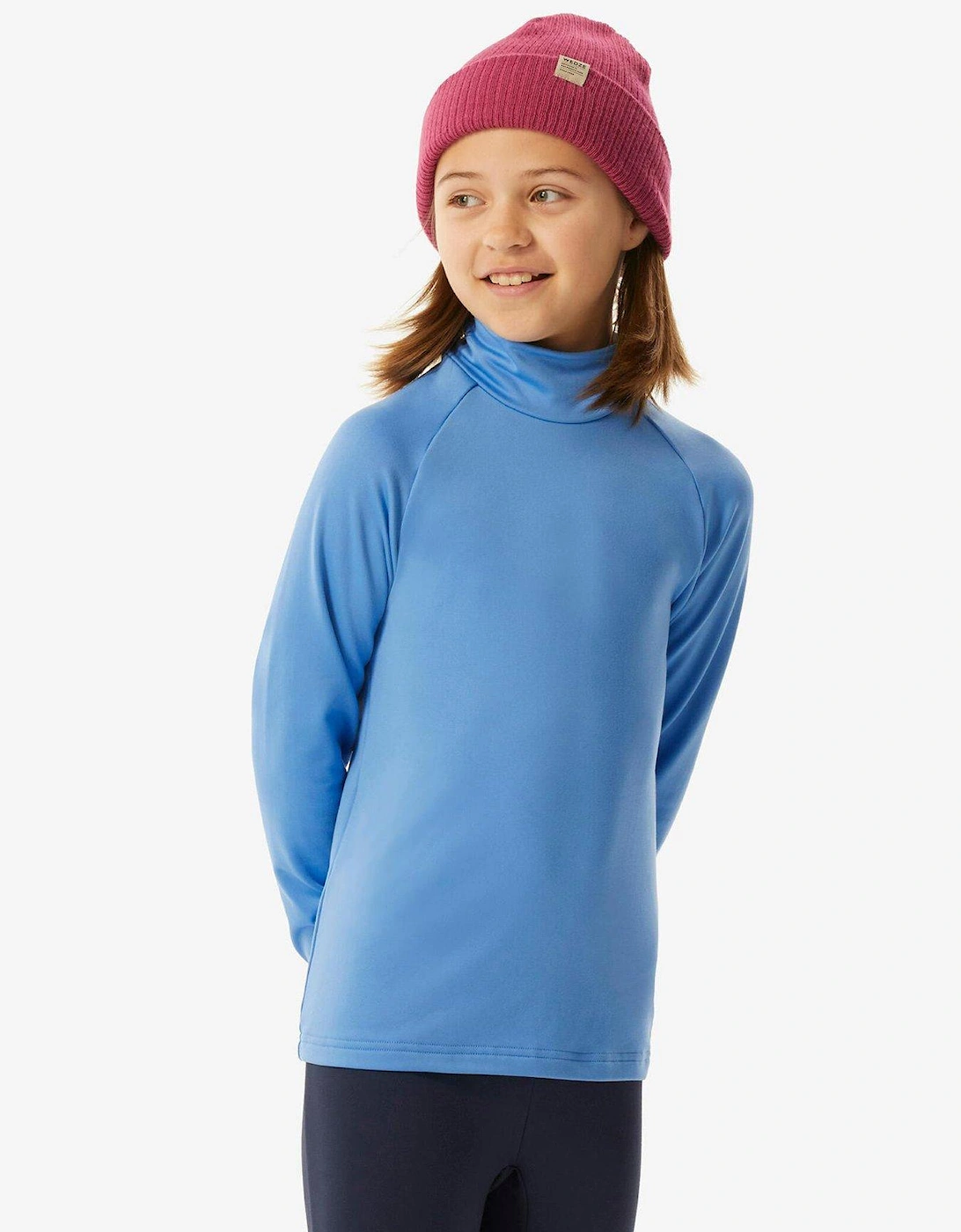 Kids' Ski 500 Neck Baselayer Top - Blue