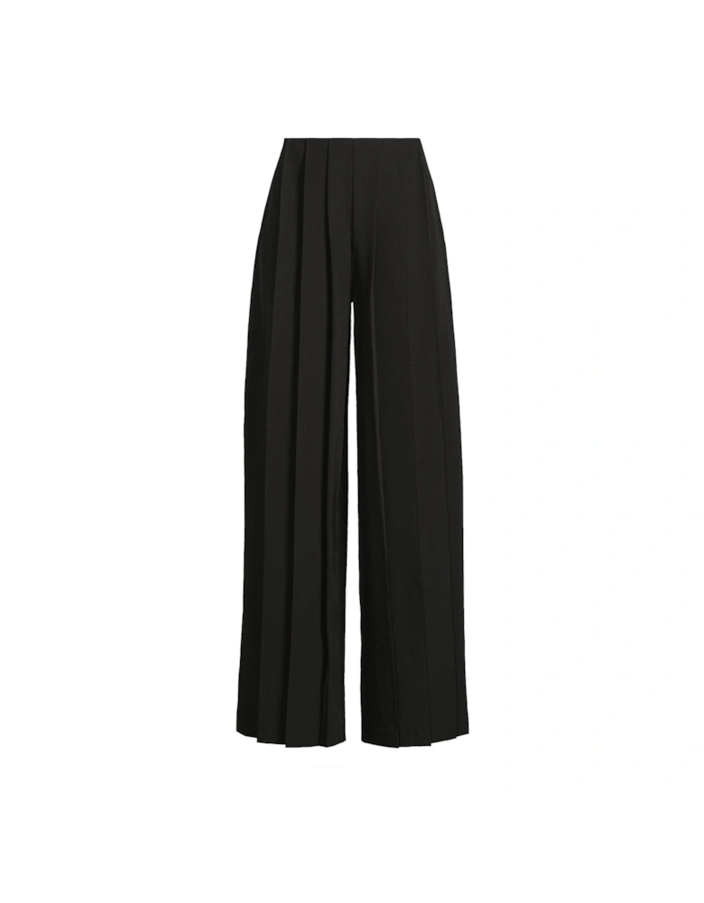 Pleated Wide Leg Trousers - Black