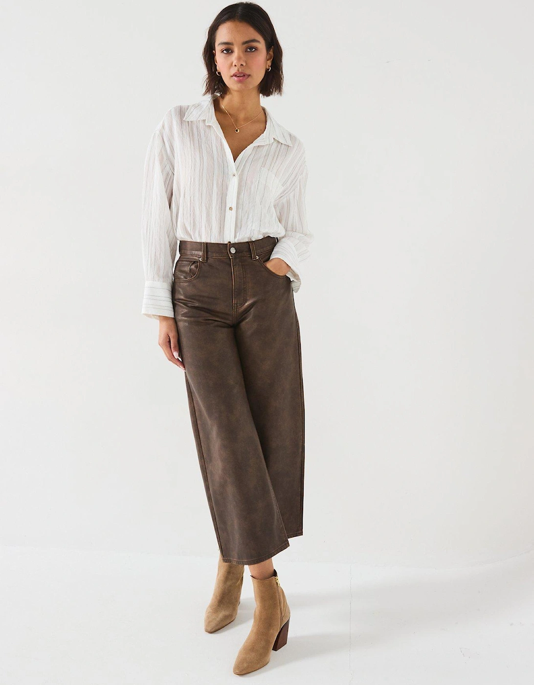 Misha Vegan Coated Pant - Dark Brown