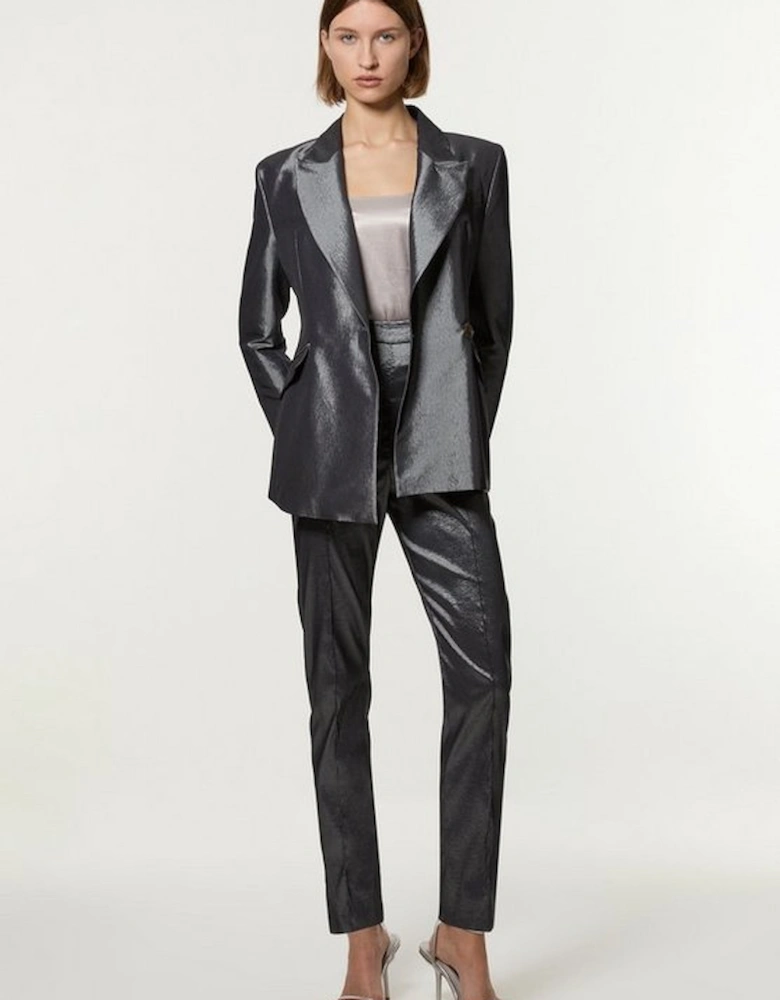 Fluid Tailored Metallic Straight Leg Trousers