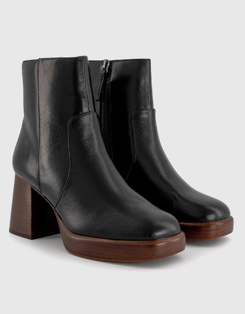 Asher - Heeled Platform Ankle Boot - Black