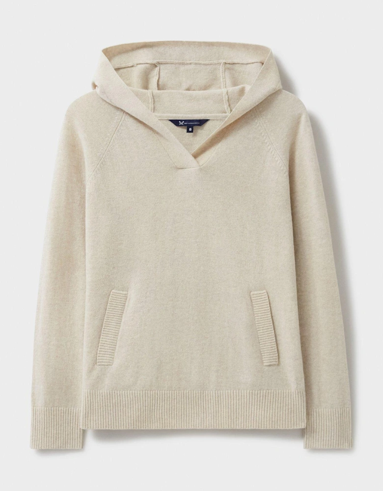 Merino Wool Blend Knitted Hoodie - Beige