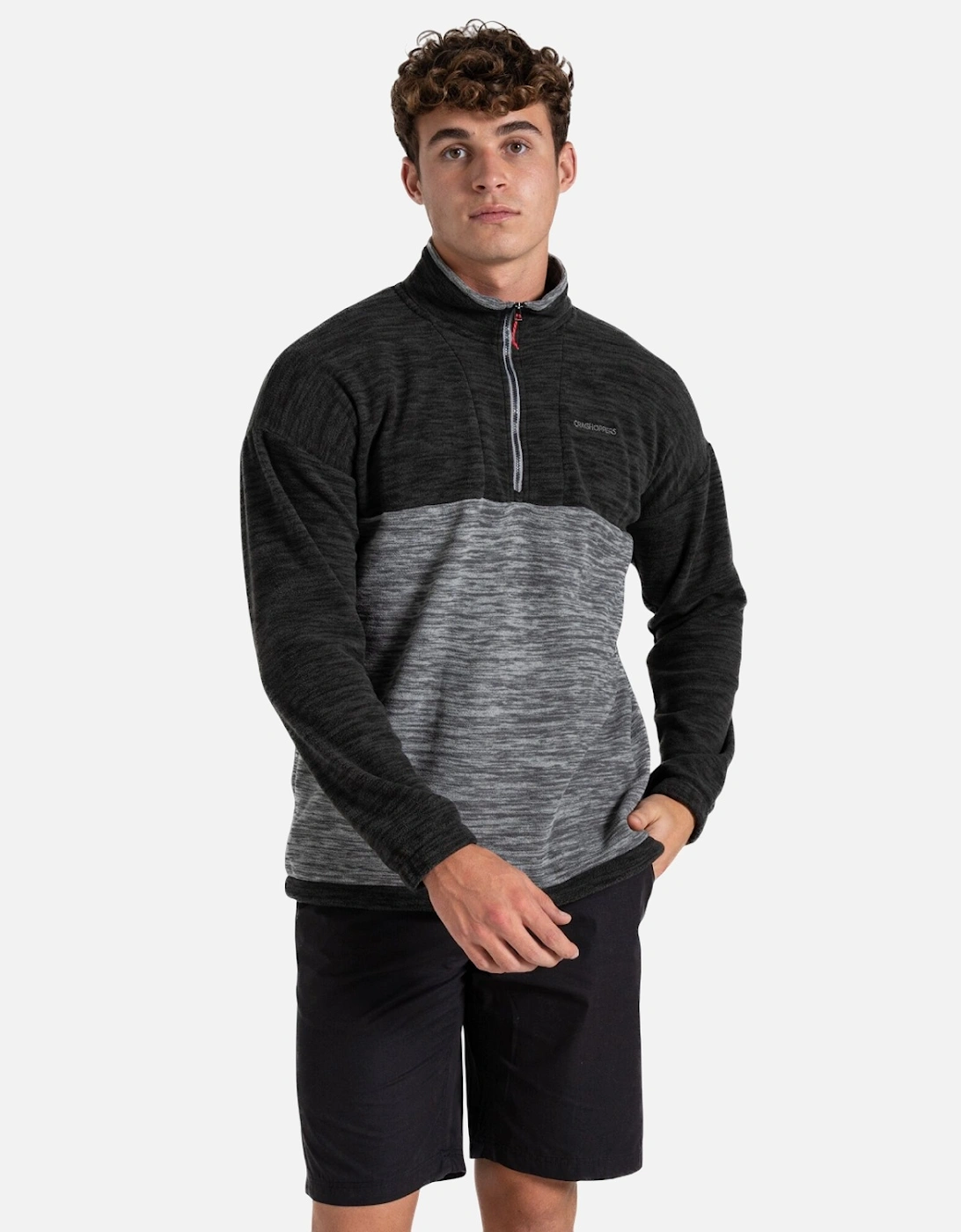 Mens Esk Colour Block Melange Half Zip Fleece Top, 5 of 4