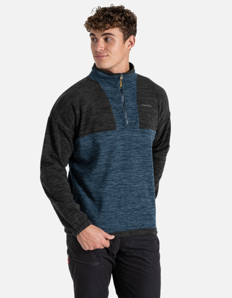 Mens Esk Colour Block Melange Half Zip Fleece Top