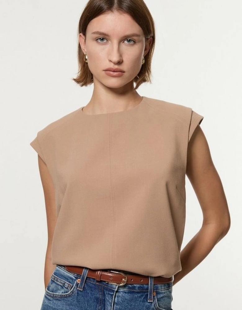 Compact Stretch Essential Tailored Multi Stitch Detail Top