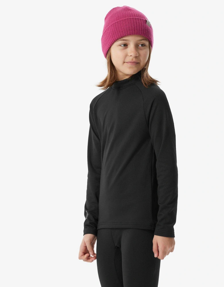 Kids Baselayer Top Ski 500 Black