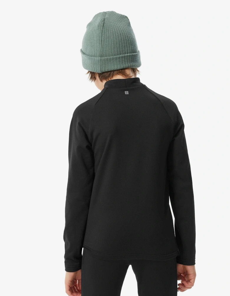 Kids Baselayer Top Ski 500 Black